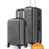 G&D Polo Suitcase Abs Kabin Ve Büyük Boy Koyu Gri 2'li Valiz eti 600.02-Set-BK