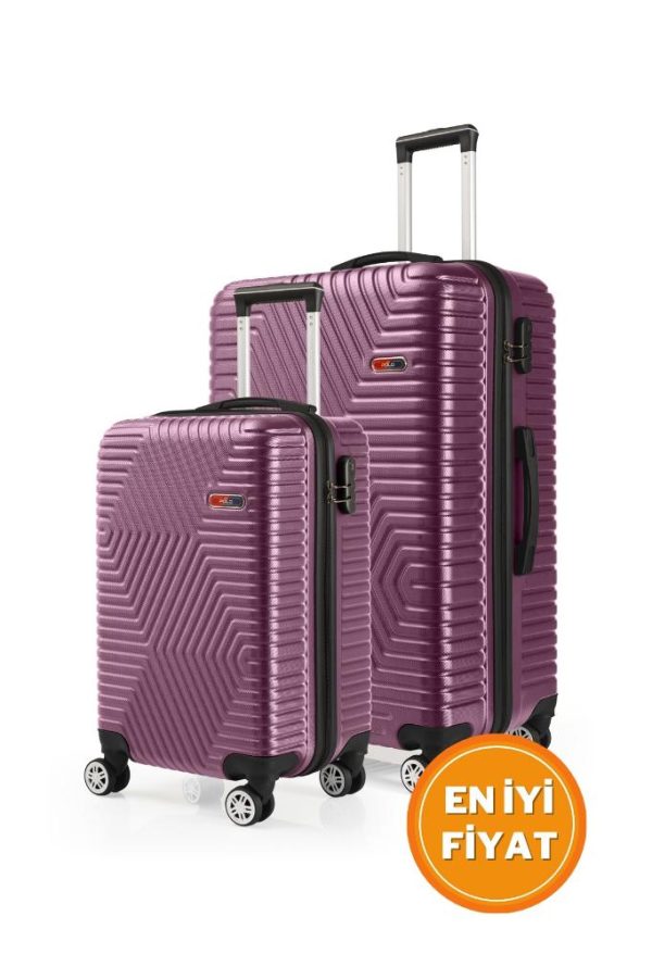 G&D Polo Suitcase Abs Kabin Ve Büyük Boy Mürdüm 2'li Valiz Seti 600.09-Set-BK