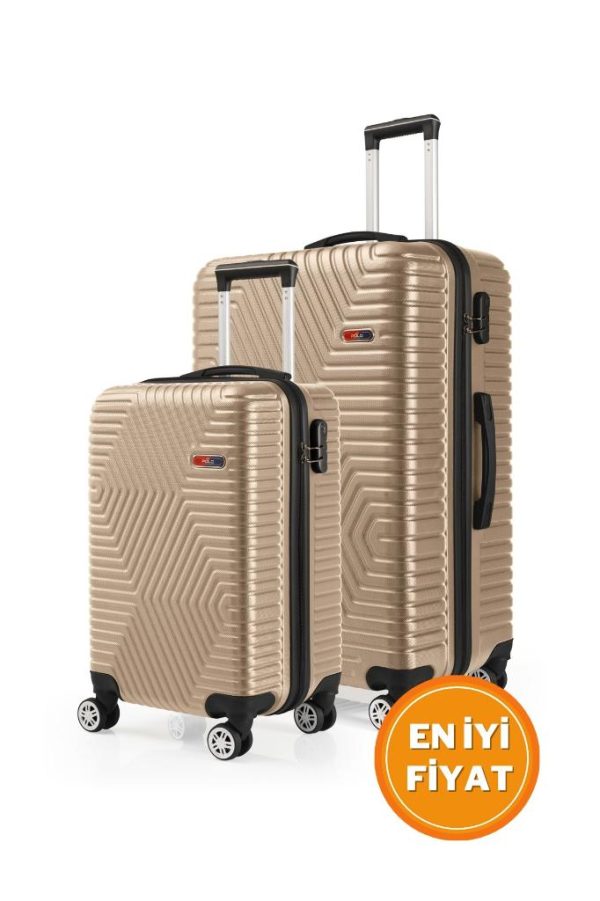 G&D Polo Suitcase Abs Kabin Ve Büyük Boy Gold 2'li Valiz Seti 600.06-Set-BK