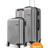G&D Polo Suitcase Abs Kabin Ve Büyük Boy Gümüş Gri 2'li Valiz Seti 600.03-Set-BK