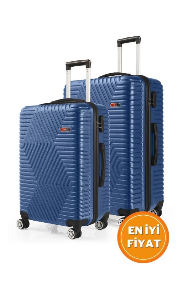 G&D Polo Suitcase Abs Orta Ve Büyük Boy Çivit Mavi 2'li Valiz Seti 600.05-B