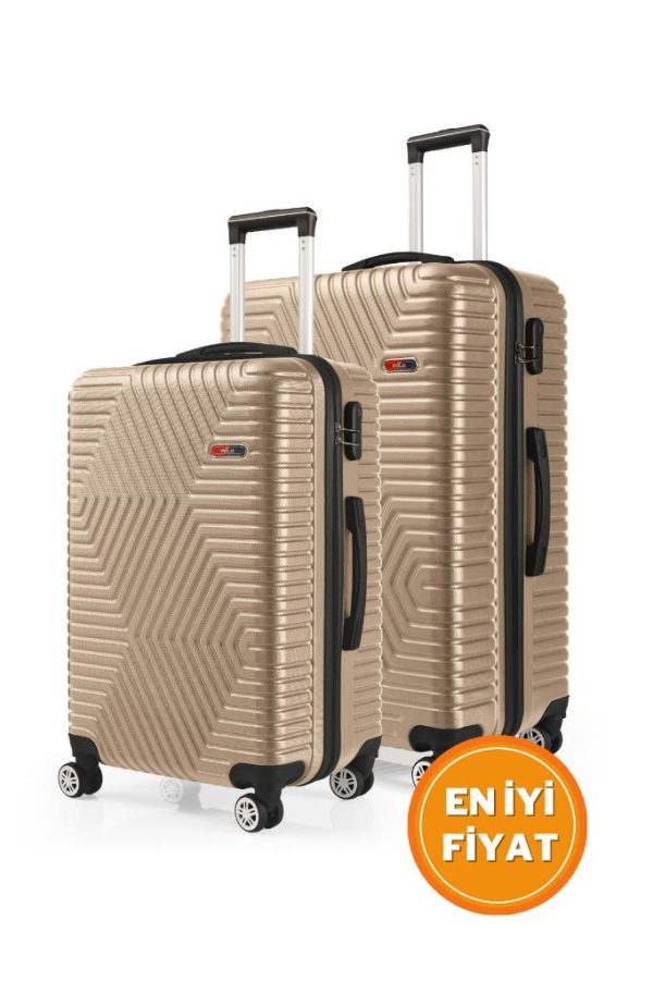 G&D Polo Suitcase Abs Orta Ve Büyük Boy Gold 2'li Valiz Seti 600.06-B