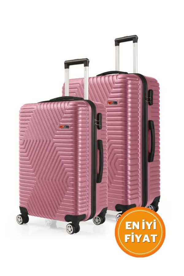 G&D Polo Suitcase Abs Orta Ve Büyük Boy Gül Kurusu 2'li Valiz Seti 600.08-B
