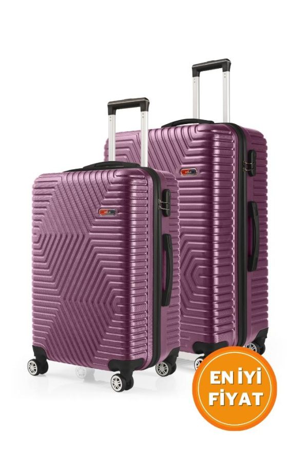 G&D Polo Suitcase Abs Orta Ve Büyük Boy Mürdüm 2'li Valiz Seti 600.09-B