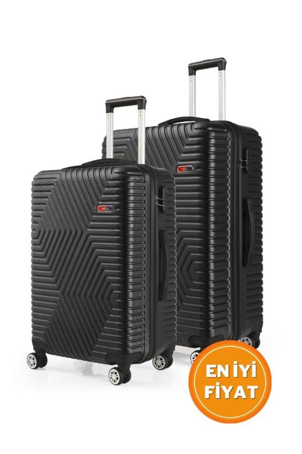 G&D Polo Suitcase Abs Orta Ve Büyük Boy Siyah 2'li Valiz Seti 600.01-B