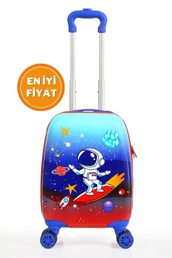 Gedox Kids Mavi Kırmızı Astronot Desenli Erkek Çocuk Valizi 151