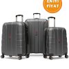 G&D Polo Suitcase Karbon Desenli 3'lü Koyu Gri Valiz Seyahat Seti 550.02-set