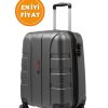 G&D Polo Suitcase Karbon Desenli Koyu Gri Kabin Boy Valiz 550.02-K