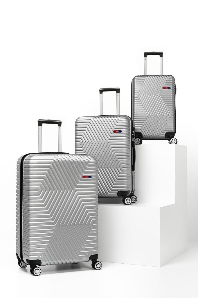 G&D Polo Suitcase Abs 3'lü Gümüş Gri Lüx Valiz Seyahat Seti 600.03-set
