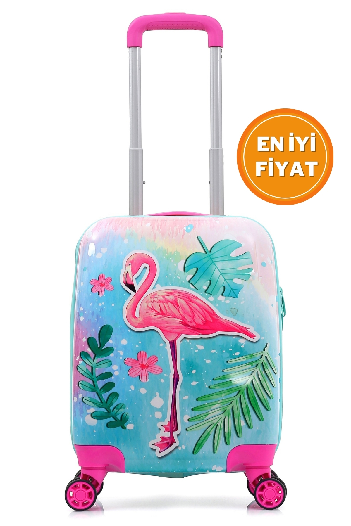 Gedox Kids Pembe Flamingo ve Güneş Desenli Kız Çocuk Valizi 153.03