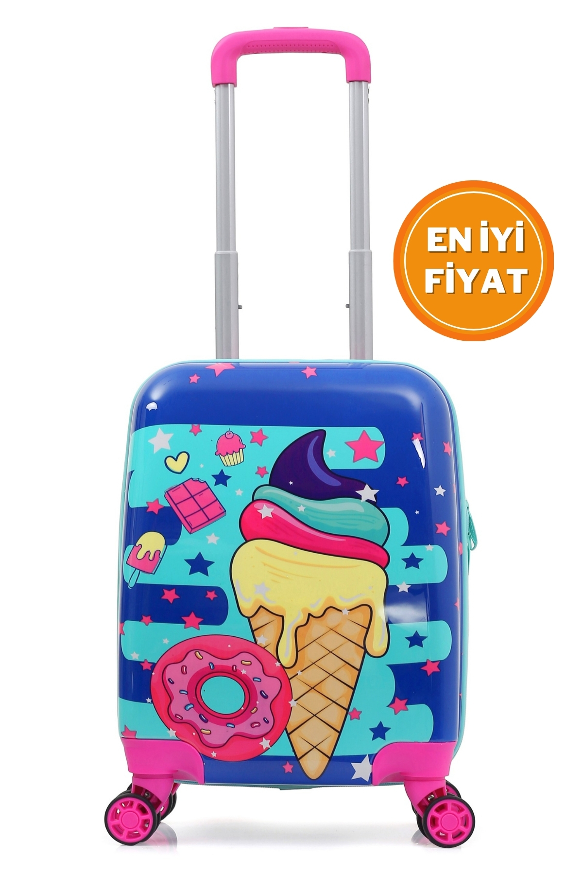Gedox Kids Mor Pembe Dondurma Donut Desenli Kız Çocuk Valizi 151.01