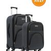 Gedox Kabin Ve Orta Boy Koyu Gri 2'li Kumaş Valiz Seti 1000.02-Set-OK